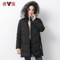 中长款连帽狐狸毛冬羽绒