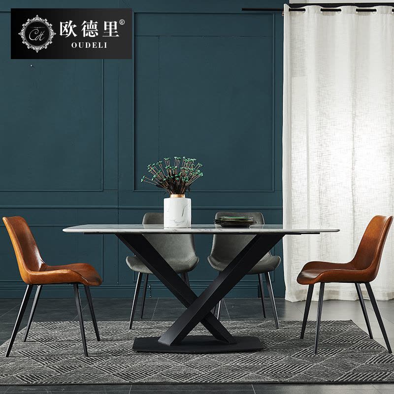 大理石茶几客厅组合现代简约小户型家用意式极简工业风家具碳素钢图片