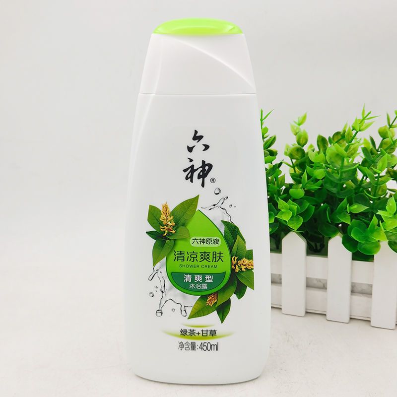 六神清凉爽肤沐浴露乳1000ml/450ml/200ml清爽型绿茶甘草 送浴球 清凉爽肤200ml 无赠品