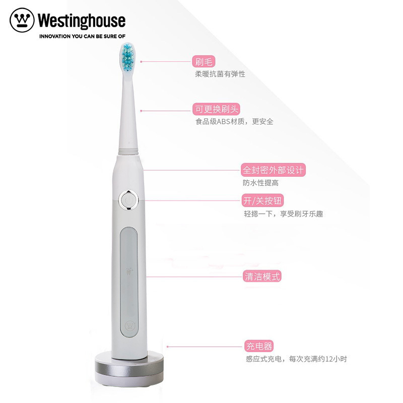 西屋(Westinghouse)电动牙刷 WT-101G 声波震动式牙刷 40000次/分钟 牙齿美白清洁
