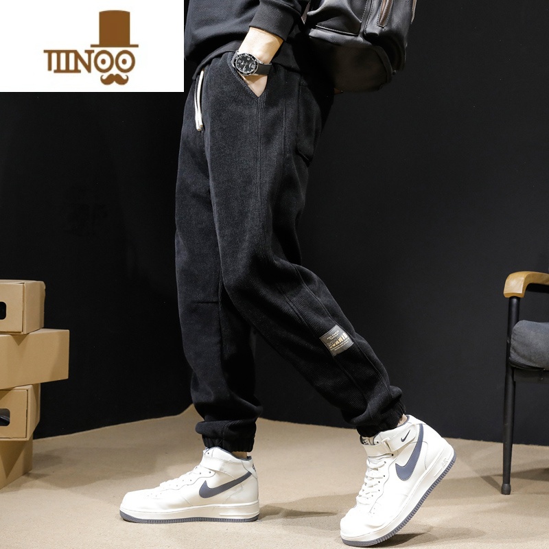 YANXU帅气加绒运动裤子男士冬季男裤新款厚大码休闲裤男款卫裤高清大图