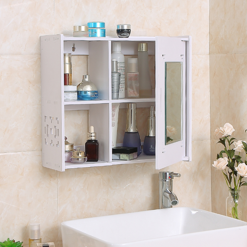 打孔卫生间柜镜浴室镜柜洗漱台闪电客洗手间宿舍挂墙式壁挂置物架镜子