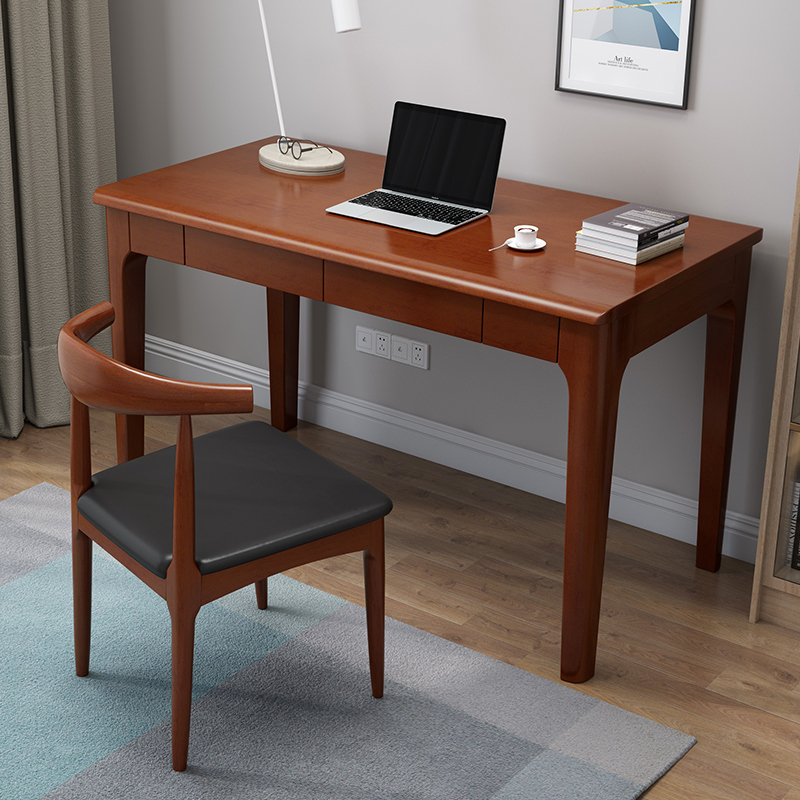 实木书桌小户型电脑台式家用写字简约现代卧室全实木北欧书桌