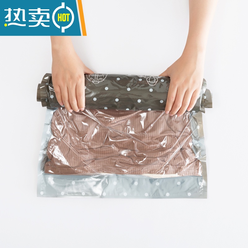 敬平免抽气手卷真空压缩袋行李箱专用衣物旅行收纳羽绒服空气衣服器 4中 1年漏气包赔(每包一个固定滑片)高清大图