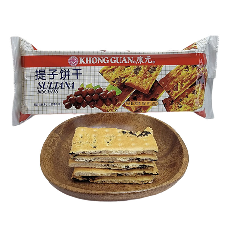 康元提子饼干椰子奶油饼干朱古力味夹心饼干零食饼干袋装200g高清大图