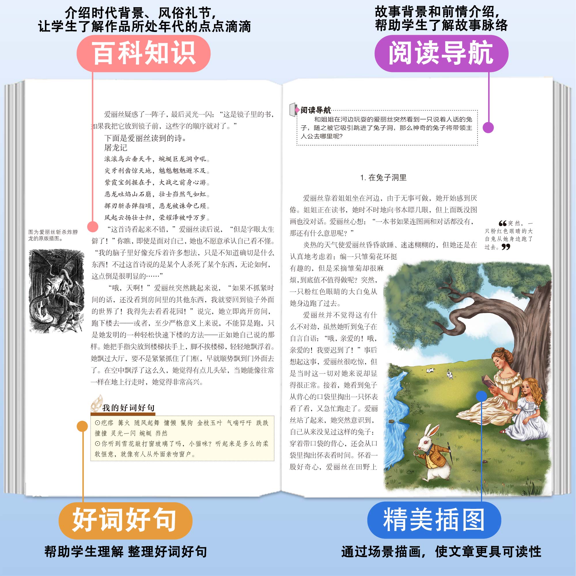 海底两万里 [正版]爱丽丝漫游奇境记书 爱丽丝梦游仙境书六年级下册必读书目 小学生课外书奇镜彩绘原版原著阅读书籍五年级老高清大图