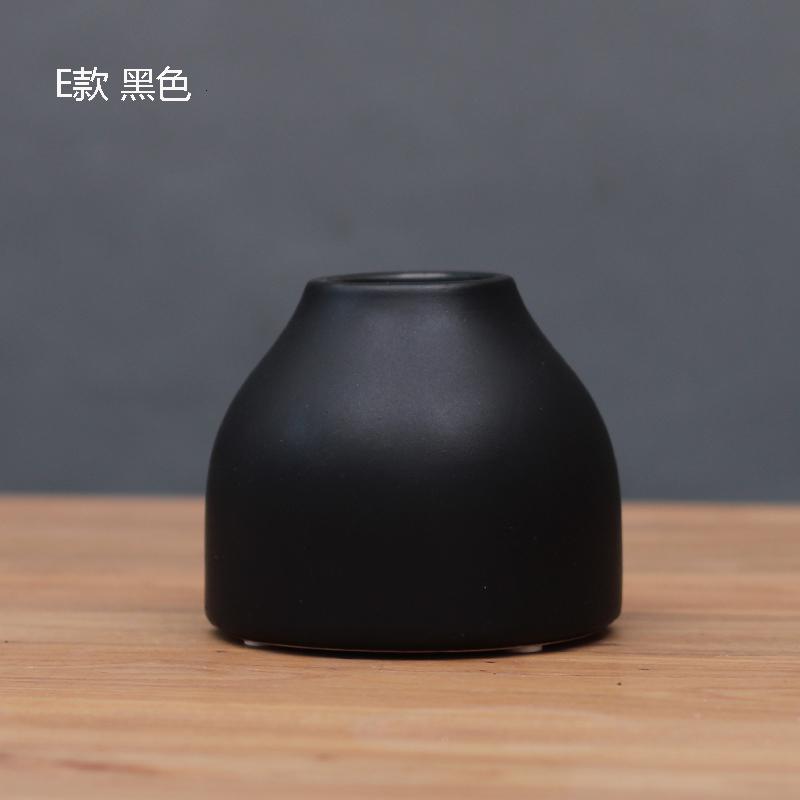 中式黑白色简约陶瓷小花瓶家居装饰品摆件日式极简花插 三维工匠 B款灰咖色