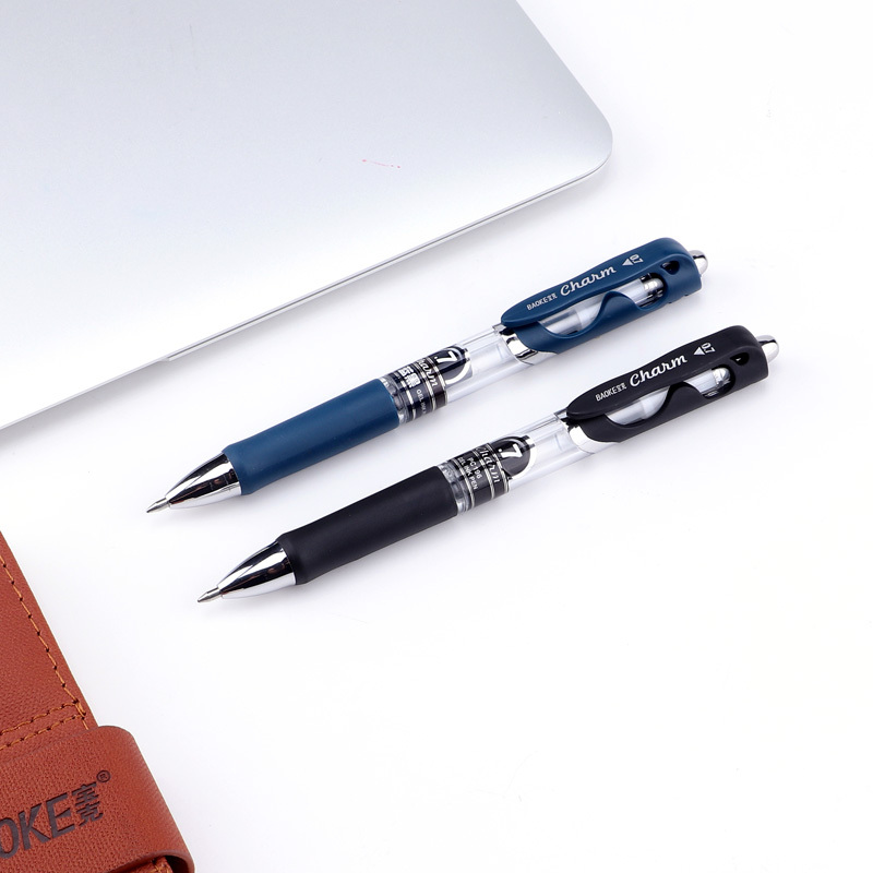 宝克baokpc196按动式医生处方笔按压处中性笔办公签字笔黑色蓝黑07mm