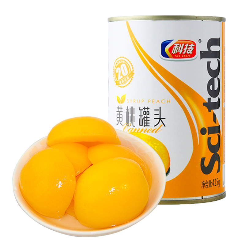科技牌(SCI-TECH)糖水黄桃罐头425g 桃子水果罐头 休闲食品 烘焙辅料 零食方便速食 自热火锅伴侣 饮料