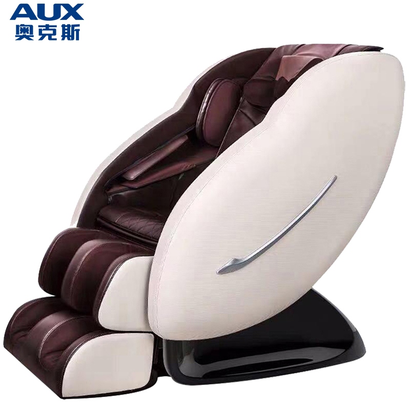 AUX/奥克斯豪华智能按摩椅8210C家用全身全自动太空豪华舱小型多功能电动沙发深V零重力颈椎肩腰揉捏按摩器 白咖色