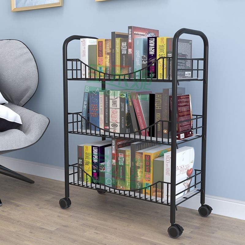 置物架宜家厨房夹缝收纳神器卧室落地多层放书储物架子黑色三层40长27