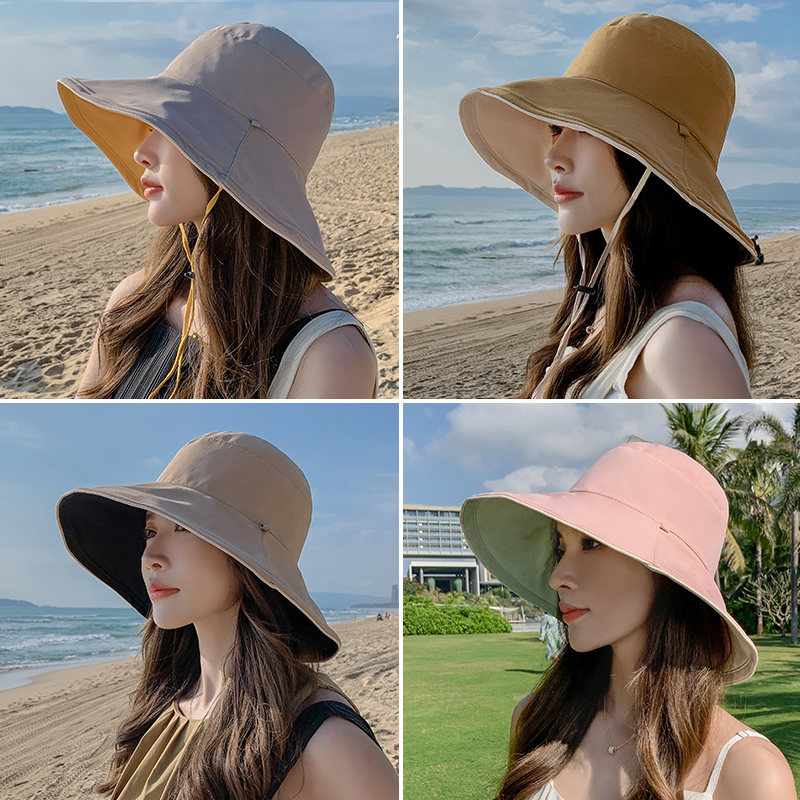 渔夫帽女款新夏季大帽檐防紫外线遮阳帽出游遮脸网红防晒太阳新紫高清大图