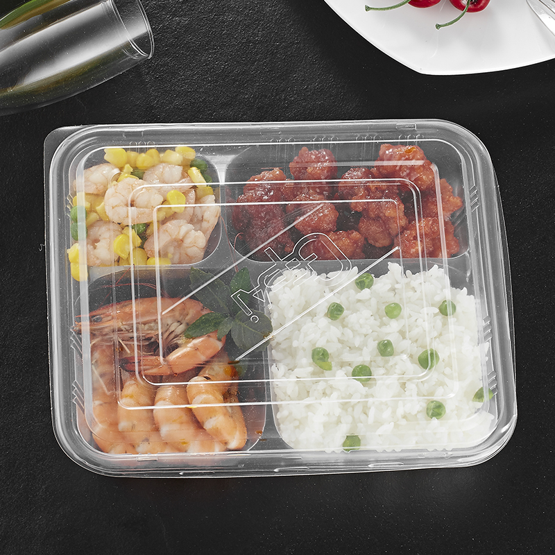 美威能 一次性饭盒十字四格 14902/箱高清大图