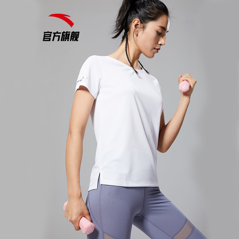 安踏短袖t恤女新款冰丝速干健身跑步半袖运动上衣