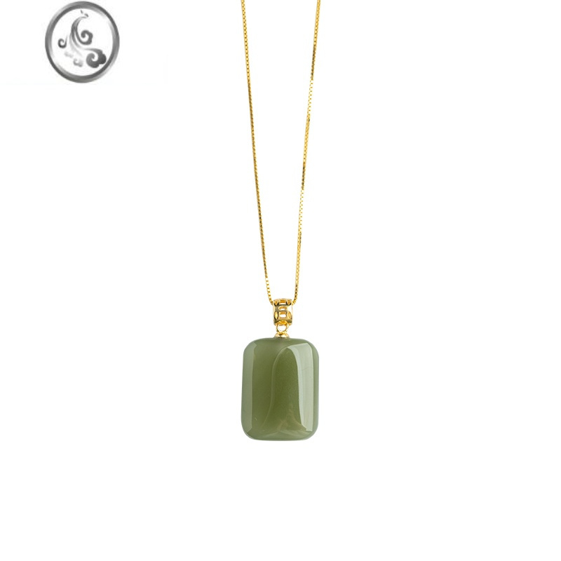 jimi和田玉无事牌吊坠项链女翡翠锁骨链复古简约轻奢设计感玉石