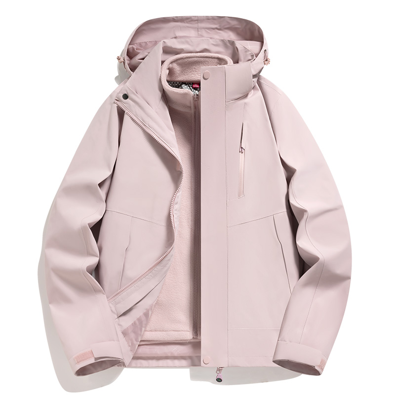 渔人船长冬季户外全热封情侣款冲锋衣防水透气防风保暖可拆卸三合一两件套高清大图