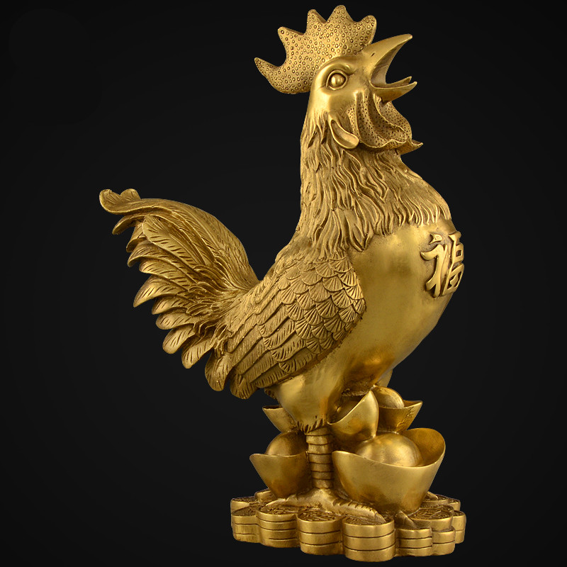 家柏饰(CORATED)铜鸡摆件铜大号公鸡生肖鸡金钱福字鸡家居客厅卧室 10号福字鸡高清大图