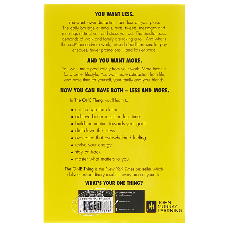 [正版]重要的事 只有一件 成功从聚焦一件事开始 英文原版 The One Thing Gary Keller 企业高清大图