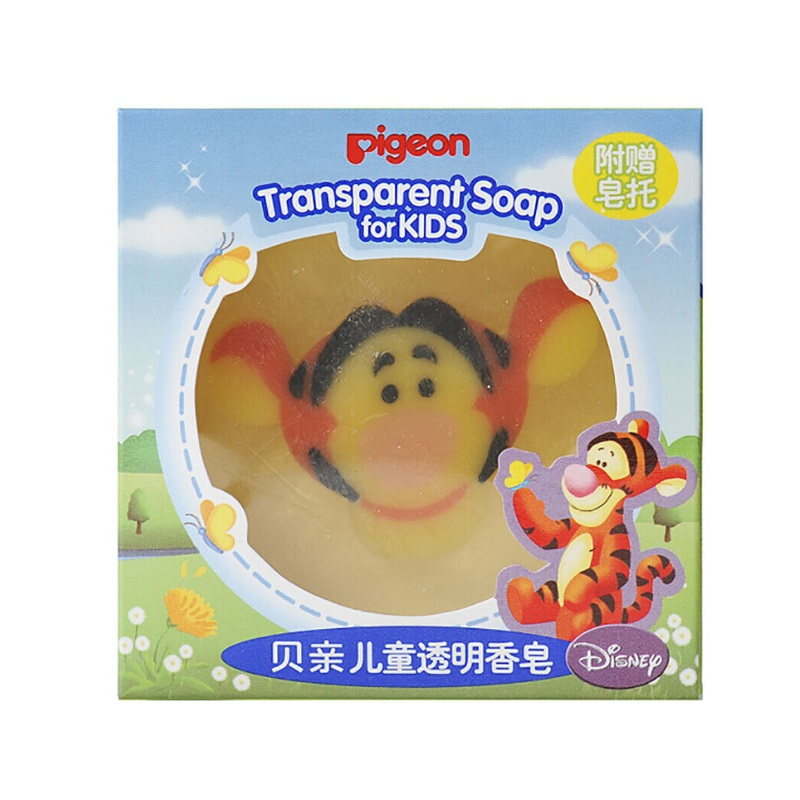 贝亲(Pigeon)卡通儿童透明香皂80g洁肤跳跳虎 3岁