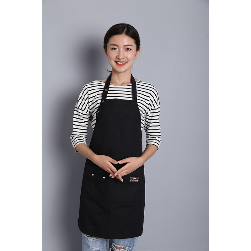时尚帆布围裙定制logo刺绣烘焙咖啡店美甲奶茶防污男女工作服日用家居