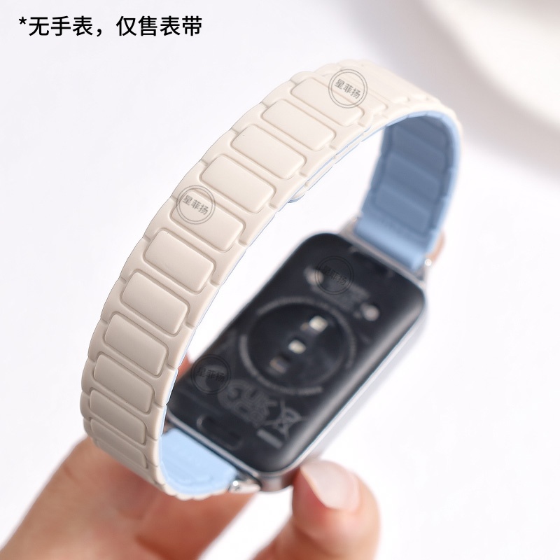 适用华为手环10/9手表带链新款硅胶磁吸8nfc版手腕带八九代7荣耀智能运动6pro替换表链高级感电子手链系列女3264高清大图