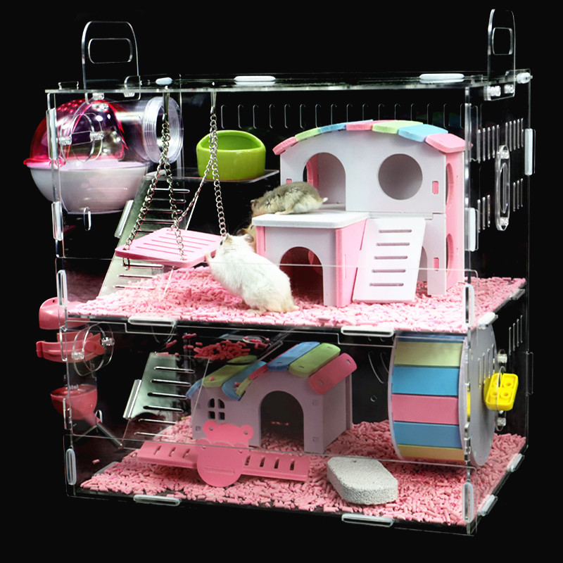 亚克力仓鼠笼子双层别墅超大透明仓鼠宝宝用品玩具金丝熊套餐高清大图