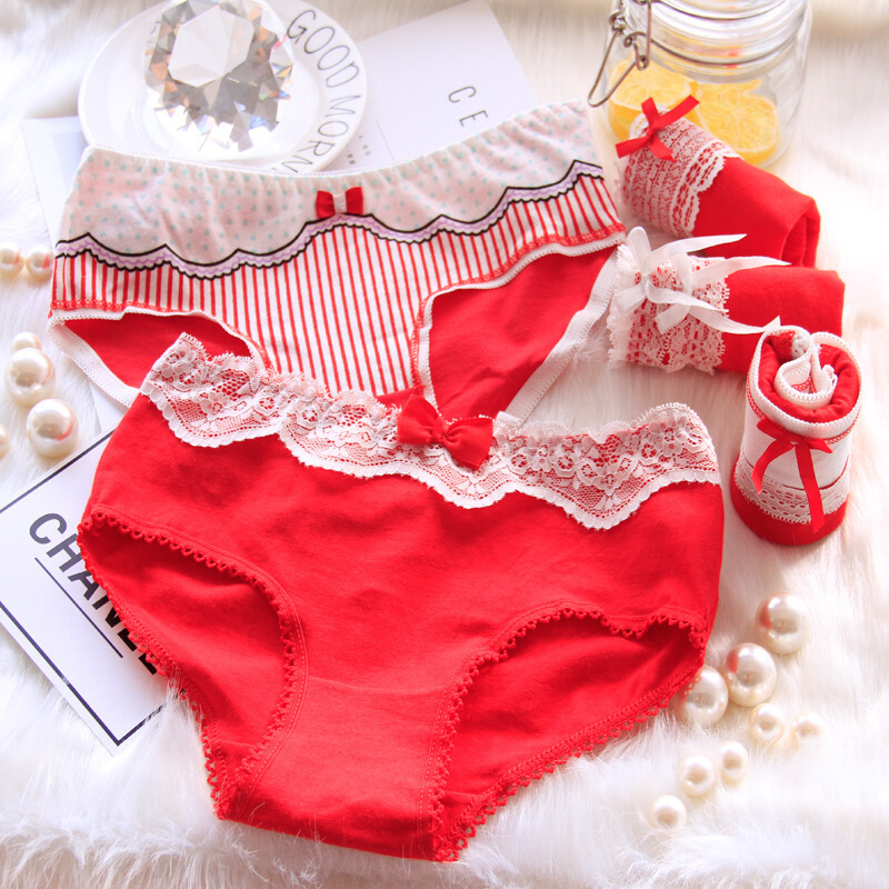 波迷娜bomina大红色女孩丁字裤内裤中大女童本命年12学生少女红内裤