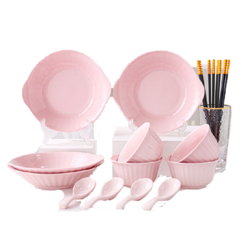 伊兰16件套粉色佳人餐具家用情侣套装