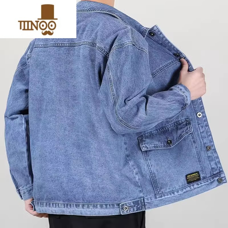 YANXU工地电焊工防烫耐磨工作服衬衫男秋季耐脏长袖牛仔夹克外套上衣男高清大图