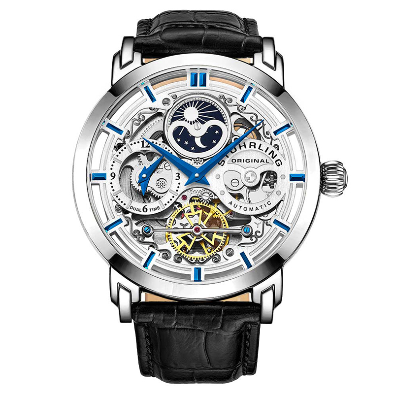 stuhrling施图灵手表皮带防水镂空欧美自动机械表商务时尚男士腕表