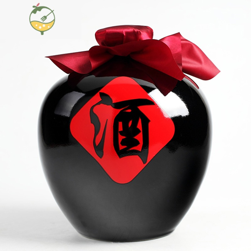 YICHENG陶瓷空酒瓶酒缸罐乌金釉2斤3斤5斤10斤20斤50斤密封存酒泡酒坛子 10斤小口(送封口膜+酒布麻绳)酒具