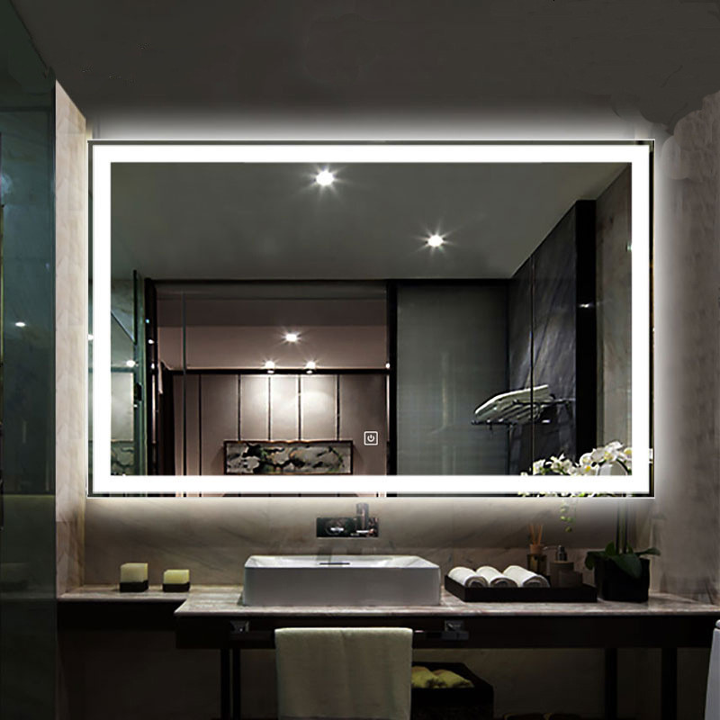 智能多功能长方形挂浴室用酒店装修卫生间环保led智能镜子9070单触摸