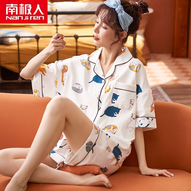 2023年新款睡衣女夏季薄款短袖春夏天可爱家居服两件套高清大图