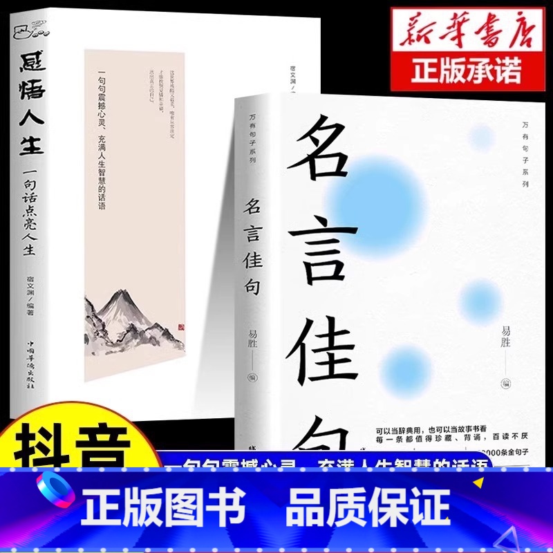【全两册】名言佳句+感悟人生 【正版】名言佳句+感悟人生语录大全人生感悟初中生高中生小学生名人名言经典语录励志书籍格言警