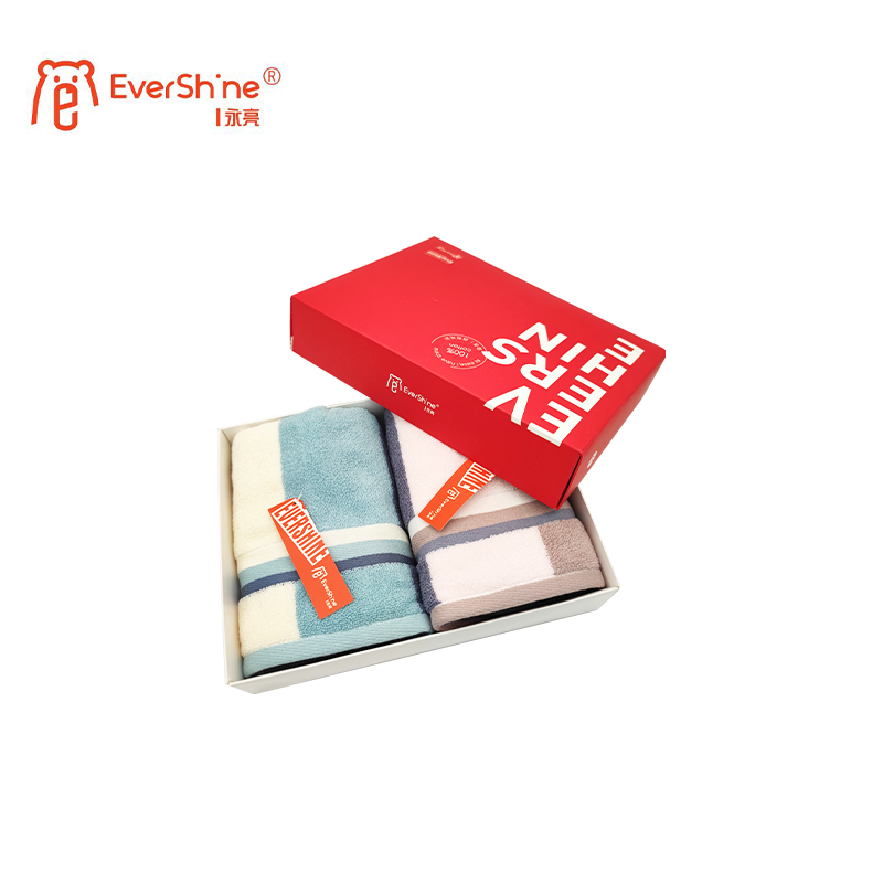 永亮毛巾M0119竖条缎档毛巾105g 34*74cm两条装/盒高清大图