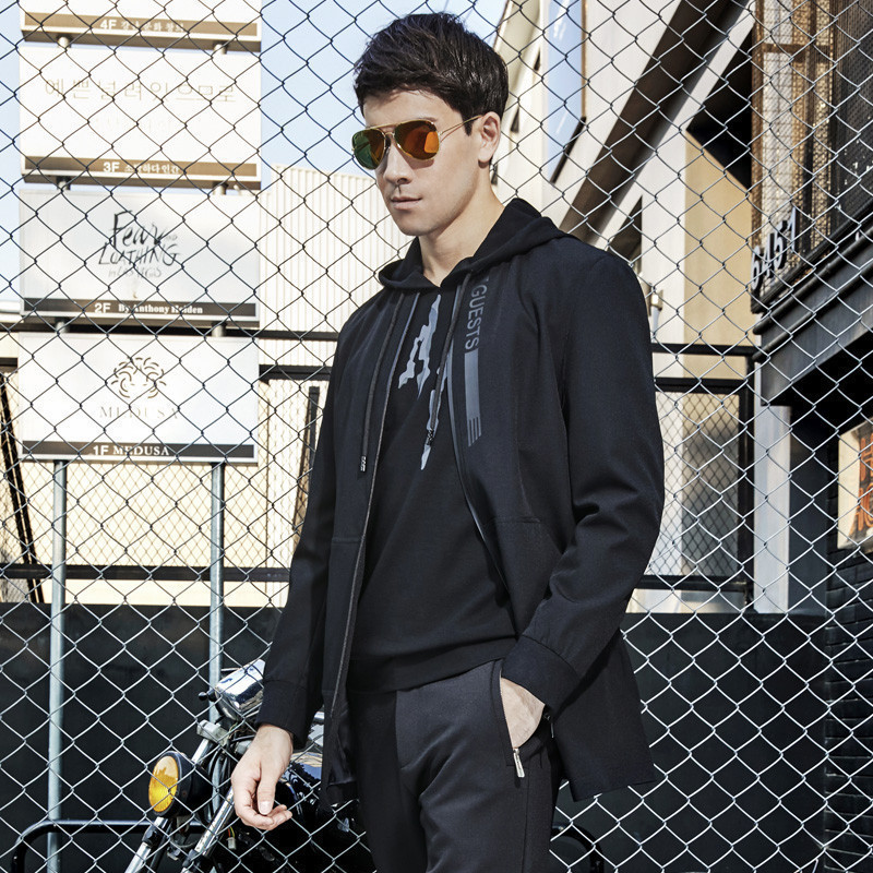 柒牌男装风衣外套时尚休闲中长款棒球领青年冬季外套男