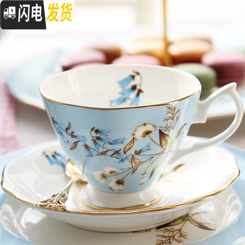 三维工匠骨瓷咖啡杯套具家用欧式杯碟咖啡具套装英式下午红茶茶具杯子陶瓷马克杯