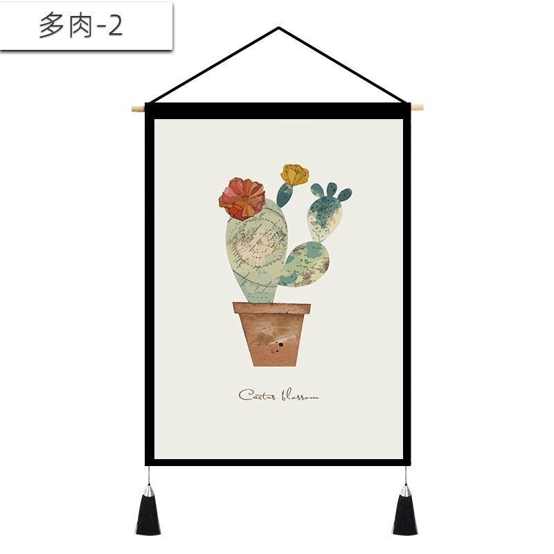 北欧挂画布艺墙布挂布背景布挂毯三联装饰画 客厅卧室房间床头 多肉-2 （绒）宽45cm*高65cm
