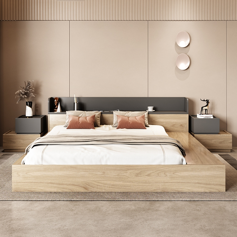 古达日式榻榻米储物床现代简约北欧落地床双人床18米主卧矮床