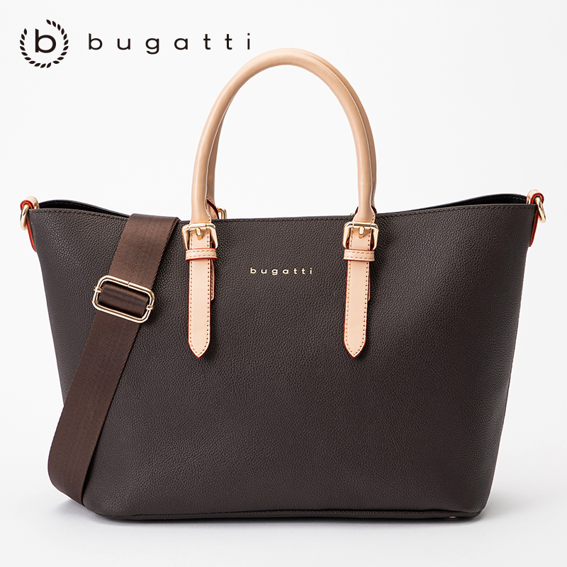 bugatti 德国轻奢品牌 女士简约斜跨手提包女时尚新款内胆水桶包欧美休闲女士包包大容量经典简约