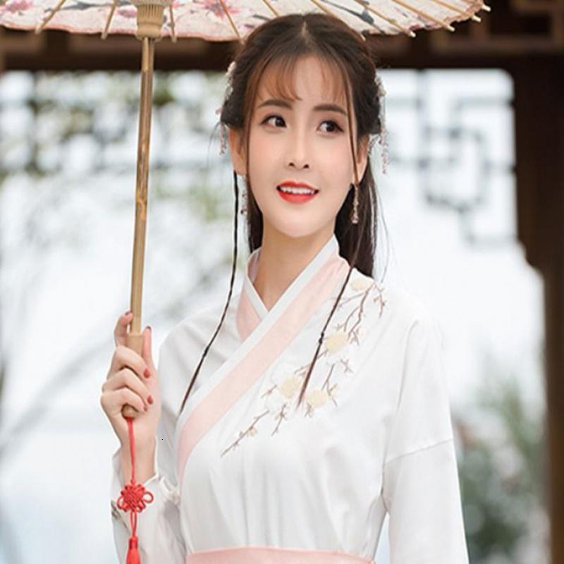 改良汉服女学生古装仙女裙飘逸交领齐腰襦裙古风日常清新淡雅套装视频