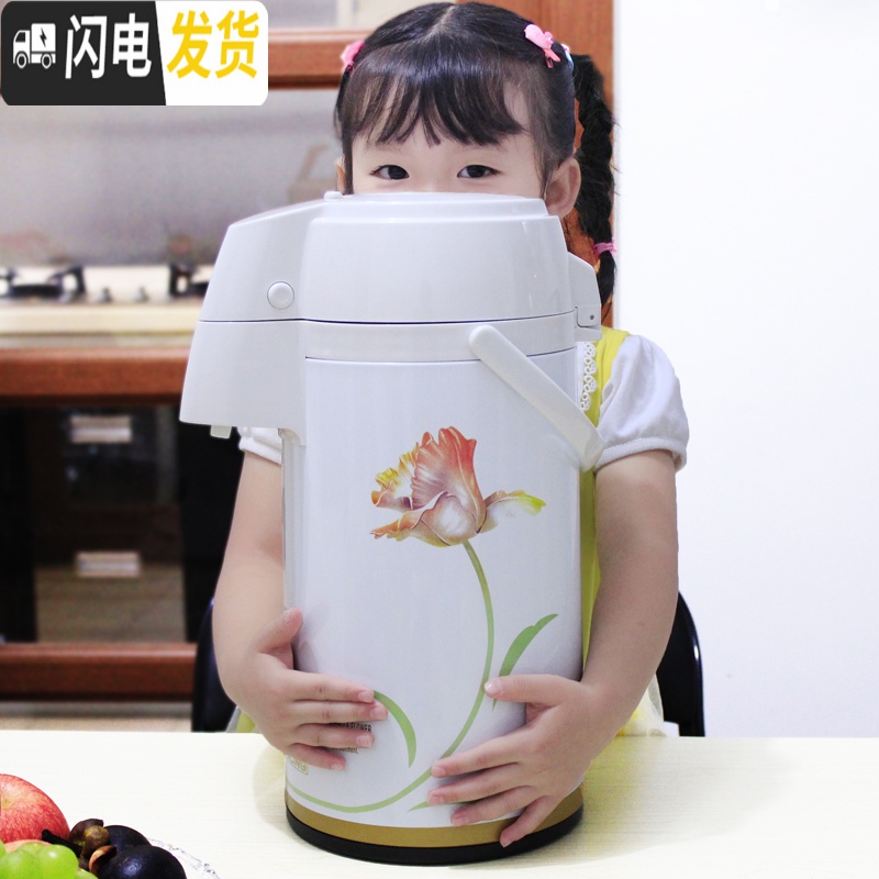 三维工匠保温壶家用热水壶大容量水瓶保温按压式气压暖壶暖瓶压力水壶 级版白色高清大图