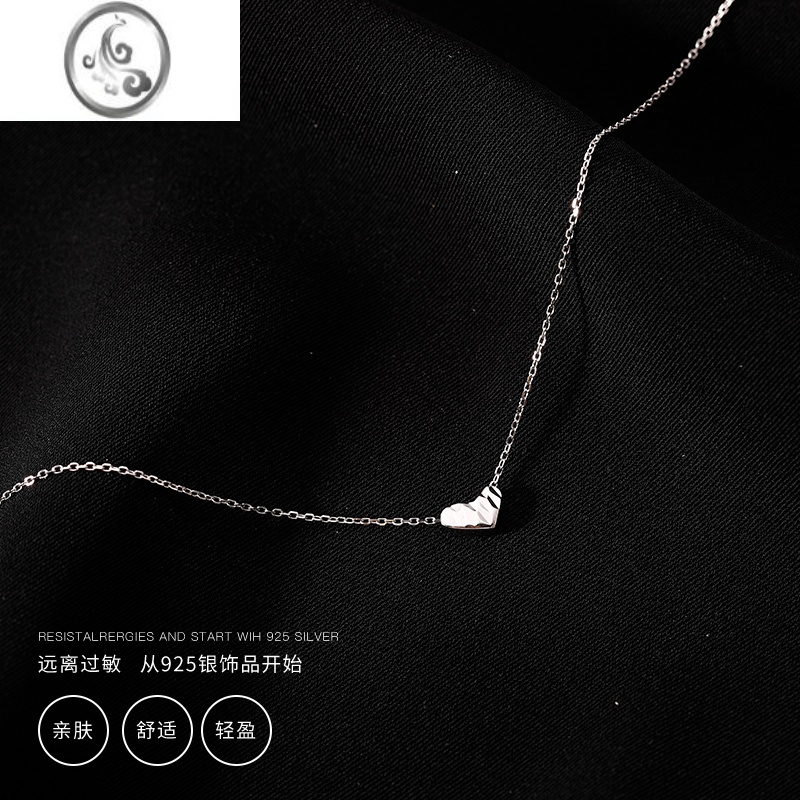 JiMi925银银爱心项链女2022年新款毛衣锁骨链高级设计感小众轻奢吊坠