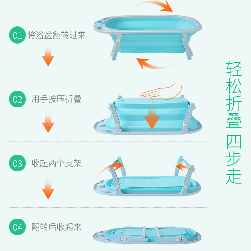 开优米(Kiuimi)婴儿折叠浴盆宝宝洗澡盆小孩儿童大号可坐躺通用新生儿用品沐浴桶婴童浴盆 浴盆粉+悬浮浴网