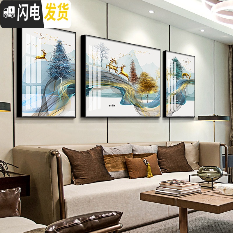 三维工匠十字绣2019年新款diy钻石画满钻客厅麋鹿欧式发 [画+框]满钻[184*87cm]送全套工具包,免费补钻,钻高清大图
