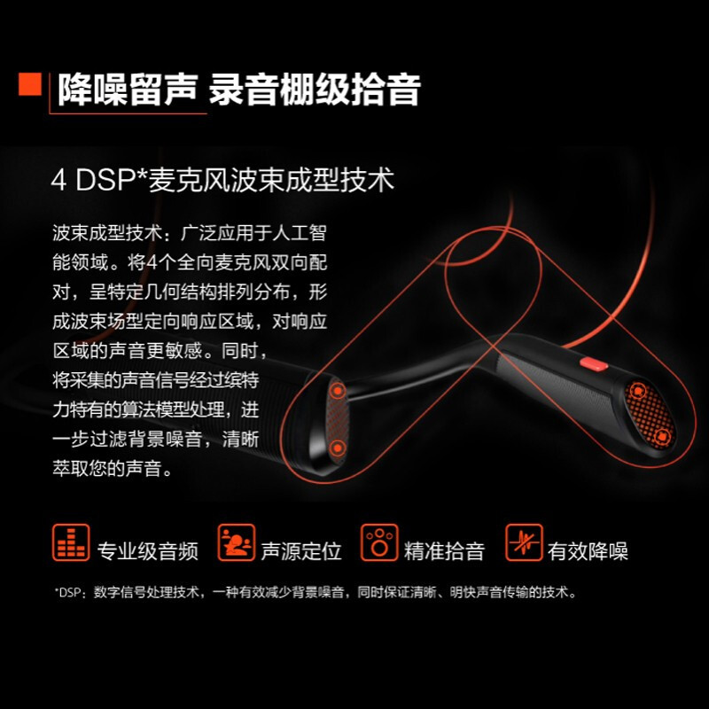缤特力(Plantronics)6200UC办公会议耳机耳麦/高清商务语音/入耳式颈挂式降噪/黑