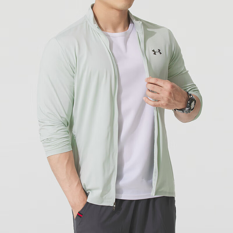 安德玛(Under Armour)男装新款运动服户外跑步健身训练外套时尚休闲立领夹克6010032-001 ZP 1390051-377/氢绿 XL