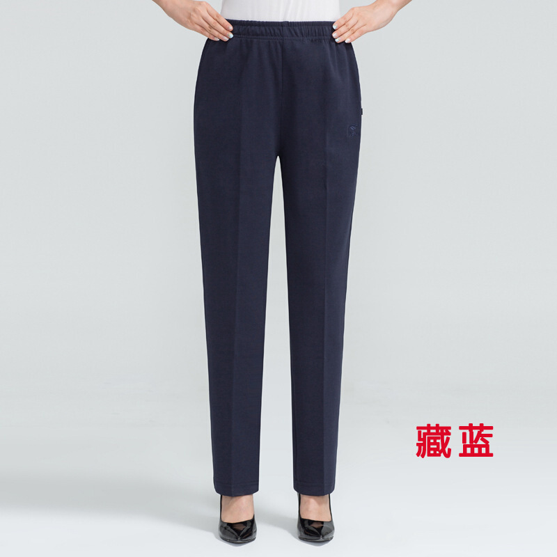 迪鲁奥(DILUAO)高端轻奢中老年女裤秋松紧腰棉常规大码高腰加肥加大休闲妈妈裤子春秋