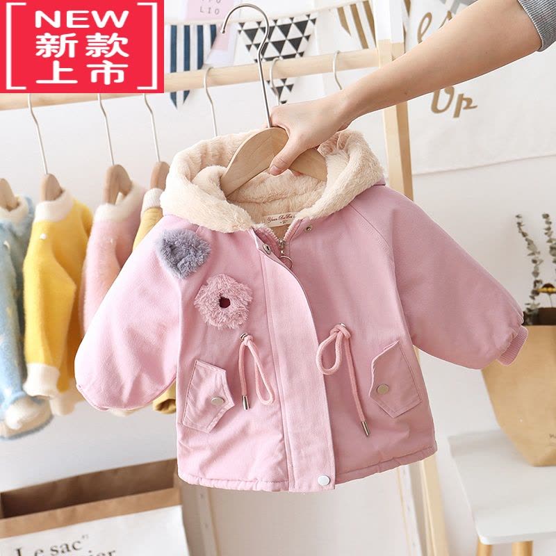 可莉允女童派克服2022新款儿童外套秋冬装宝宝加绒棉服中长款抽绳厚棉衣图片