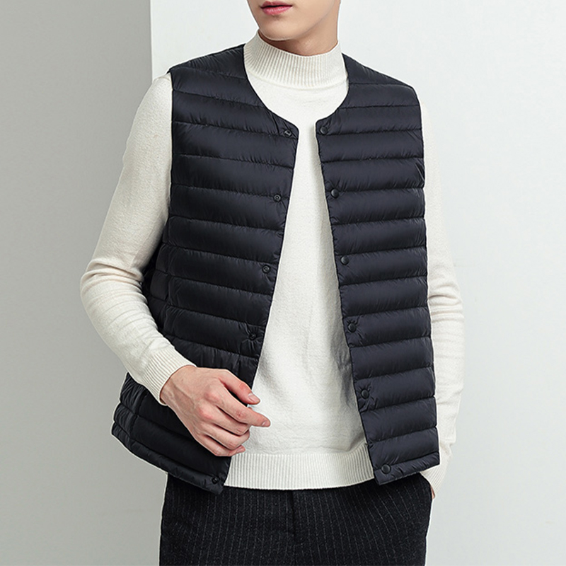 啄木鸟排骨无领羽绒马甲男士内胆加厚冬季2025轻薄背心坎肩马背背高清大图